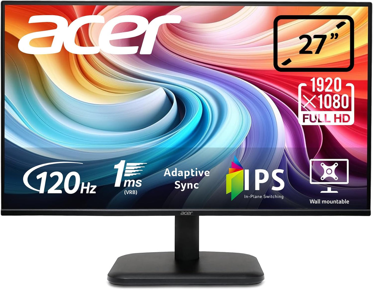 Acer EK271G 27 inch Full HD (1920 x 1080) Monitor - 120Hz, 1ms, IPS Panel, Adaptive Sync, 99% sRGB, HDMI, VGA