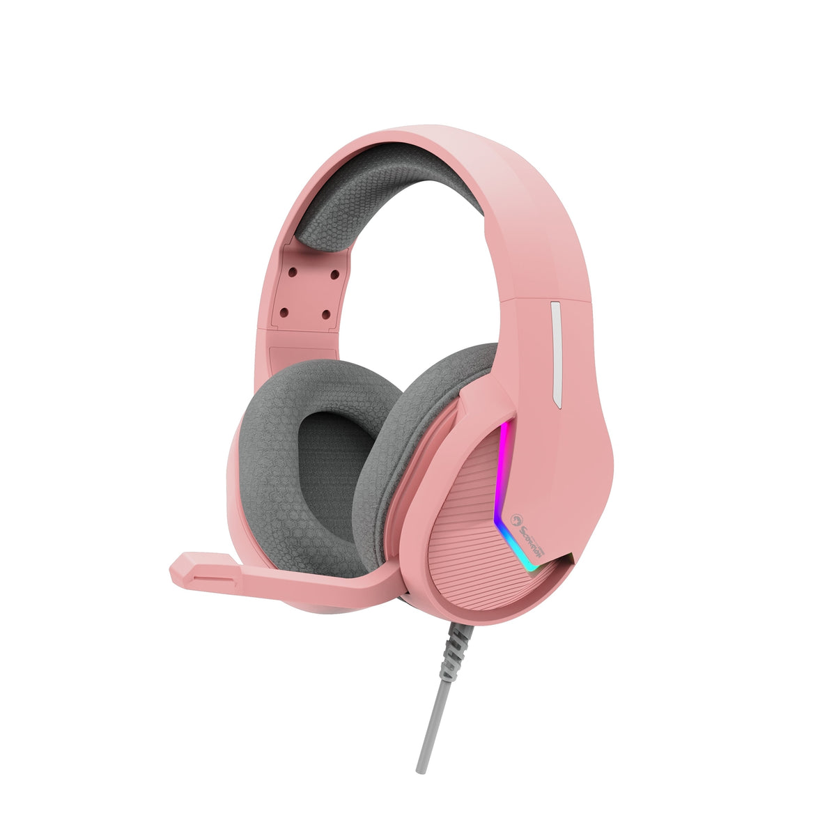 Marvo Scorpion H8618 Tactic 40 USB 2.0 Wired Gaming RGB Headset (Pink)