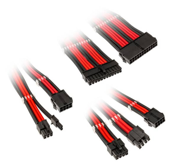 Kolink Core Adept Braided Cable Extension Kit - Jet Black/Racing Red
