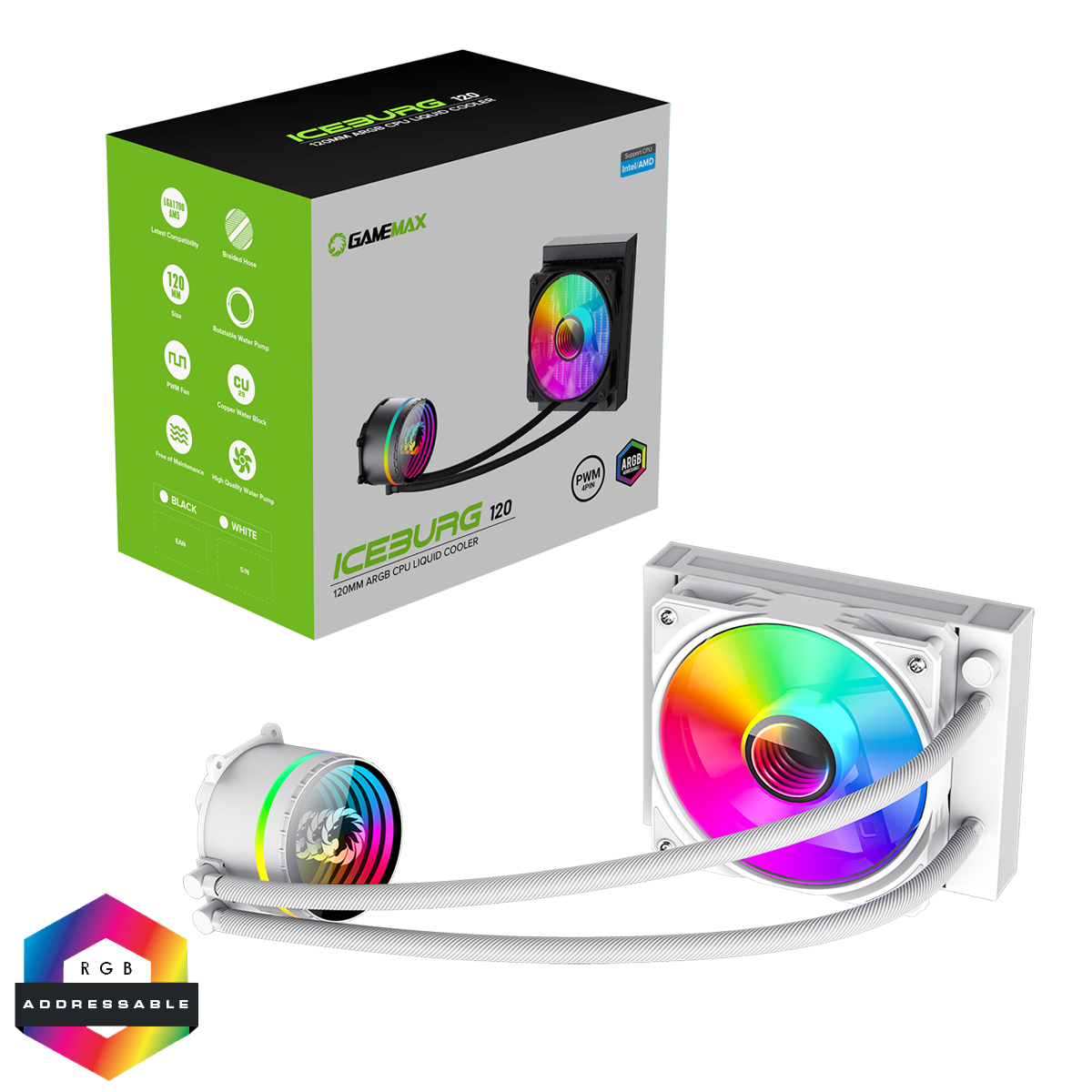 GameMax Iceburg 120mm AIO ARGB Water Cooler White