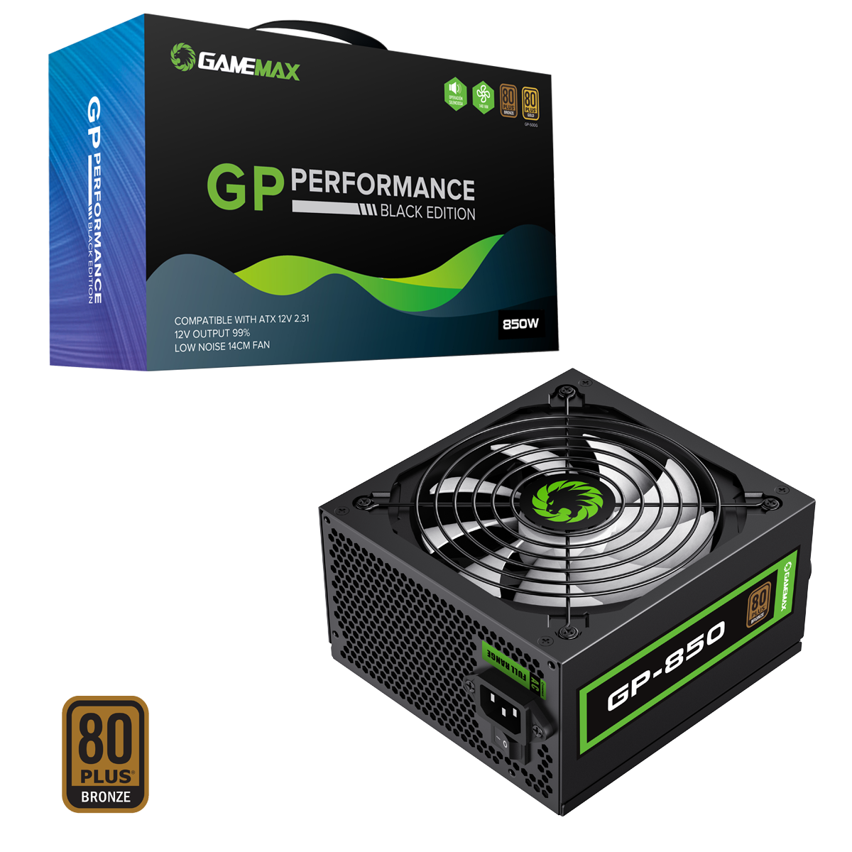 GameMax GP850 850W 80 Plus Bronze Wired Power Supply
