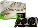 MSI GeForce RTX 5080 16G INSPIRE 3X OC Graphics Card - RTX 5080 GPU, 16GB GDDR7 (30Gbps/256-bit), PCIe 5.0 - Triple Fan Thermal Design (3 x STORMFORCE Fan) - HDMI 2.1b, DisplayPort 2.1b