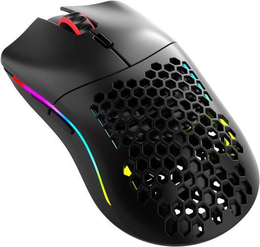 GLORIOUS Model O Classic Wireless PC Gaming Mouse - Low Latency, 19k DPI Sensor, Lightweight Honeycomb 69g, Customizable RGB, 100M Click Mechanical Switches, Programmable Buttons - Black