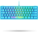 LexonElec K61 60% Percent Compact Gaming Keyboard Blue Keycaps UK Layout, RGB Illuminated LED Backlit Light up Wired Keyboard Mechanical Feel Ergonomic Shortcut for PC Laptop MAC Gamer Travel
