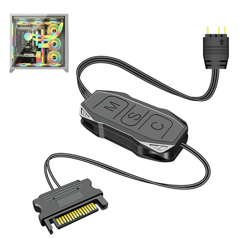 5V 3Pin ARGB Controller, ARGB 3-Pin to Sata 15-Pin Built-in Light Mode, LED Male Connector Splitter Cable for Motherboards Without 5V ARGB - for PC DIY ARGB Fan, LED Light Strip, Lighting Board