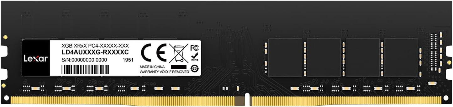 Lexar UDIMM 16GB DDR4 RAM 3200 MHz, 288-Pin DDR4 U-DIMM Desktop Memory, High-Performance Computer Memory, PC RAM Module Upgrade(LD4AU016G-B3200ASST)