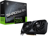 MSI GeForce RTX 5070 12G SHADOW 2X OC Graphics Card - RTX 5070 GPU, 12GB GDDR7 (28Gbps/192-bit), PCIe 5.0 - Dual-Fan Thermal Design - HDMI 2.1b, DisplayPort 2.1b