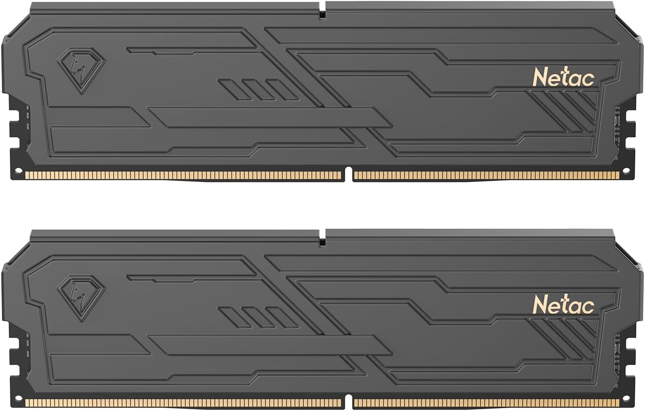 Netac DDR4 RAM 16GB Kit (2x8GB) 3200 MHz,DRAM 288-Pin UDIMM Desktop Memory,CL16 1.35V Intel XMP 2.0 Computer Memory-Black