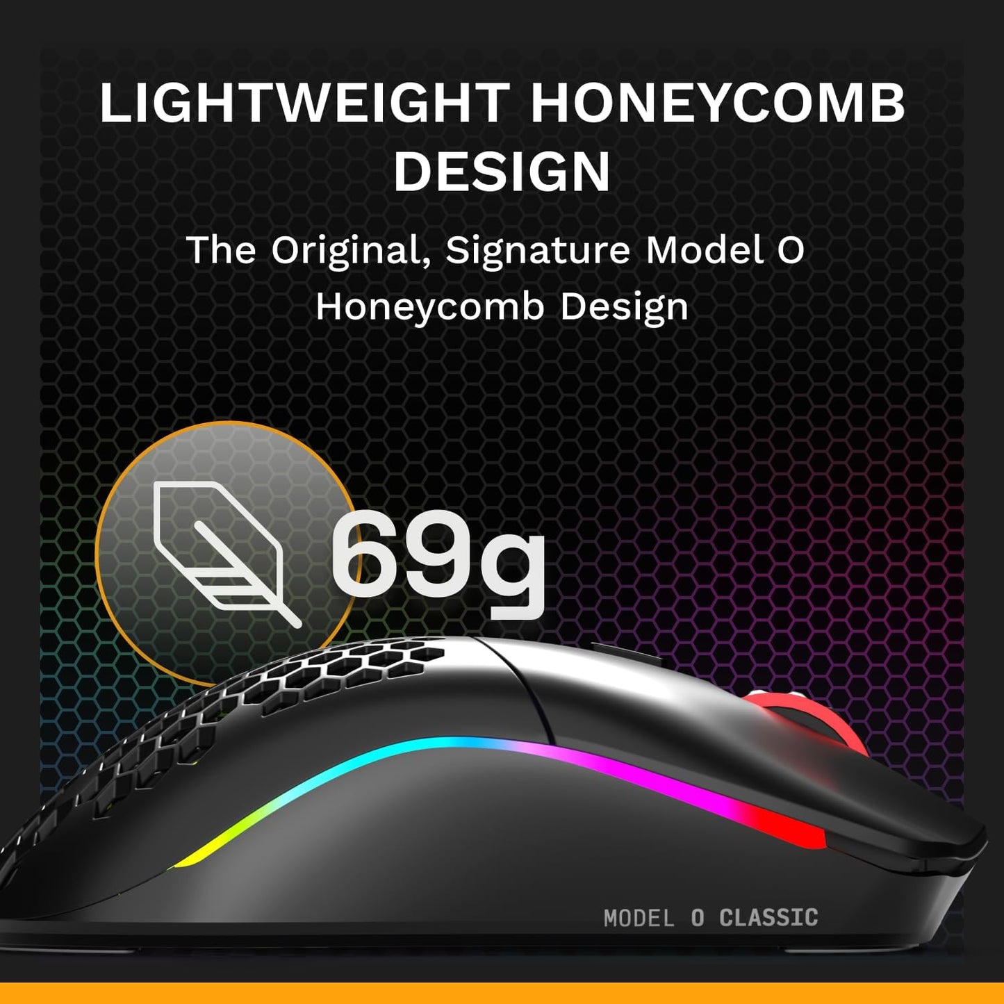 GLORIOUS Model O Classic Wireless PC Gaming Mouse - Low Latency, 19k DPI Sensor, Lightweight Honeycomb 69g, Customizable RGB, 100M Click Mechanical Switches, Programmable Buttons - Black