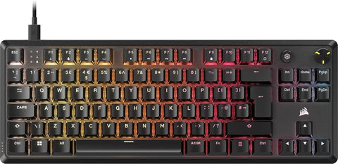 Corsair K70 CORE TKL RGB Tenkeyless Mechanical Gaming Keyboard – Pre-Lubricated MLX Red v2 Linear Switches – Dual-Layer Sound Dampening – ABS Double-Shot Keycaps – QWERTY UK – Black