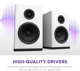 NZXT Relay PC Gaming Desktop Speakers - AP-SPKW2-UK - Bookshelf-Style Design - 80 Watts - High Dynamic Range - Silk Dome Tweeters - Glass Fiber Woofers MDF Construction - White