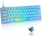 60% Compact Type c - Usb Wired Blue Mechanical Keyboard UK, Blue Switch, RGB Backlit Rainbow LED, Anti-Ghosting, Media Keys, Laser carving, Ergonomic Aesthetic, for Computer PC Laptop