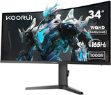 KOORUI 34 Inch Ultrawide Curved Gaming Monitor, 165Hz, WQHD 1440P, 1000R, MPRT 1MS, HDR 400, 2x HDMI 2.0, 1x DisplayPort 1.4, AdaptiveSync, Tilt/Height Adjustable, Black