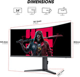 Koorui 34E6uC 34" 165Hz Refresh Rate - G SYnc Compatible 1Ms Response QWHD Gaming Monitor