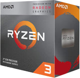 AMD Ryzensets 3 3200G processor (Radeon Vega 8 integrated GPU, 4 cores/4 threads, 65W TDP, AM4 socket, 6MB Cache, up to 4.0 Ghz max boost frequency , wraith stealth cooler)