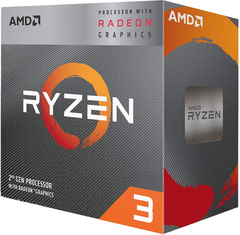 AMD Ryzensets 3 3200G processor (Radeon Vega 8 integrated GPU, 4 cores/4 threads, 65W TDP, AM4 socket, 6MB Cache, up to 4.0 Ghz max boost frequency , wraith stealth cooler)