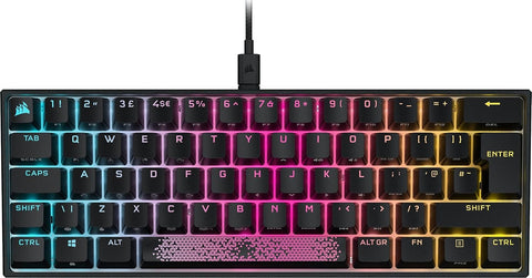 CORSAIR K65 RGB MINI 60% Mechanical Wired Gaming Keyboard – CHERRY MX RED Linear Switches – PBT Double-Shot Keycaps – iCUE Compatible – QWERTY UK – PC, Mac, Xbox – Black
