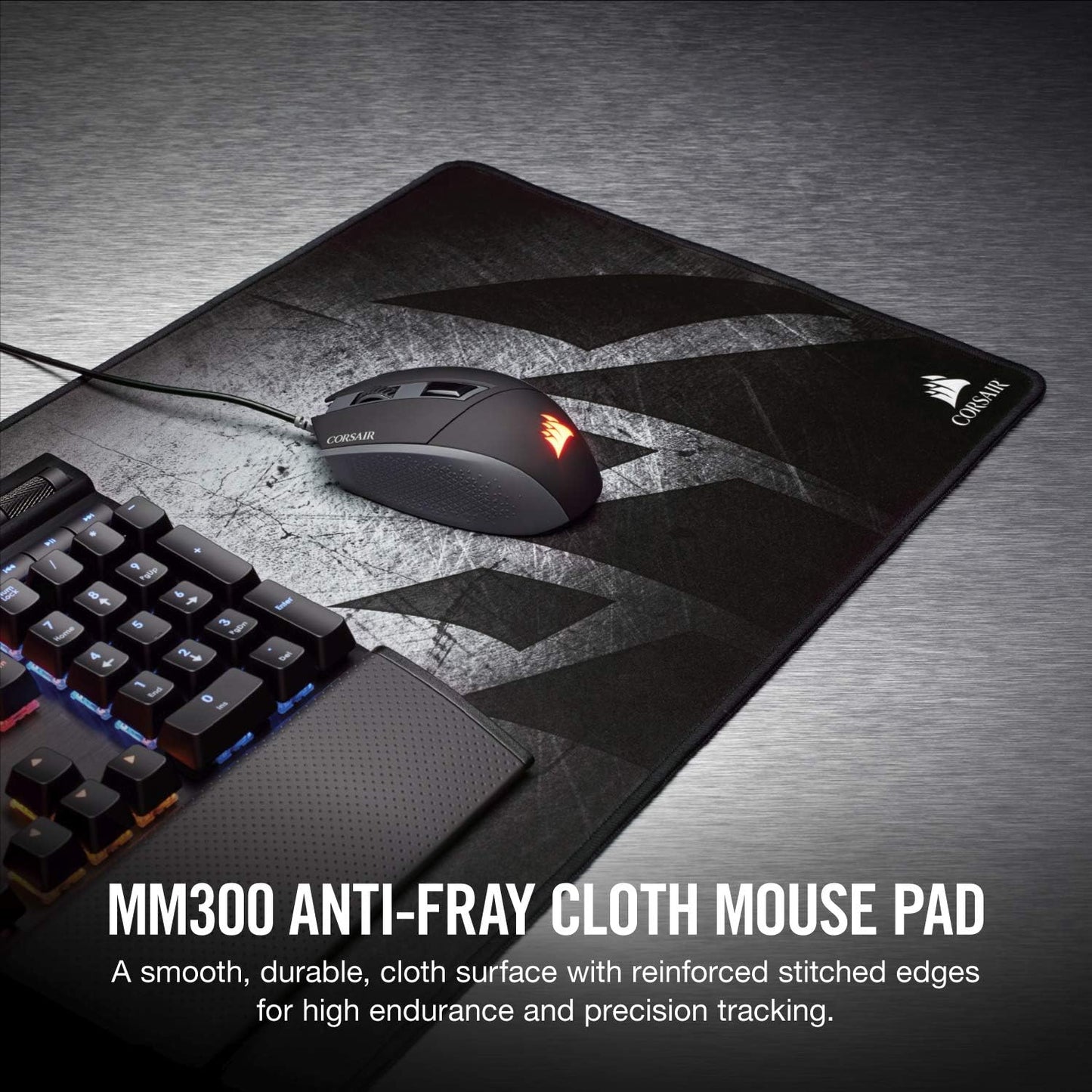 Corsair MM300 PRO Premium Spill-Proof, Stain-Resistant Cloth Gaming Mouse Pad (93 x 30 cm Surface, Micro-Weave Fabric, 3 mm Thick Plush Rubber, Durable Anti-Fray Edges) Extended, Black/Grey