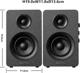 Sanyun SW208 3" Active Bluetooth 5.0 Bookshelf Speakers - 60W Carbon Fiber Speaker Unit - Built-in 24bit DAC - Dynamic 3D Surround Sound - 2.0 Computer PC Monitor Gaming Speakers (Pair, Black)