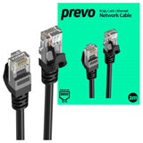 Prevo CAT 6 2M Network Cable, RJ45 (M) to RJ45 (M), CAT6, 2m, Black, Oxygen Free Copper Core, Sturdy PVC Outer Sleeve & Clip Protector, Retail Box Packaging