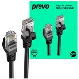 Prevo CAT 6 5M Network Cable, RJ45 (M) to RJ45 (M), CAT6, 5m, Black, Oxygen Free Copper Core, Sturdy PVC Outer Sleeve & Clip Protector, Retail Box Packaging