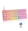 Pink 60% Compact Type C - Usb Wired Mechanical Keyboard UK, Blue Switch, RGB Backlit Rainbow LED, Anti-Ghosting, Media Keys, Laser Carving, Ergonomic Aesthetic, for Computer PC