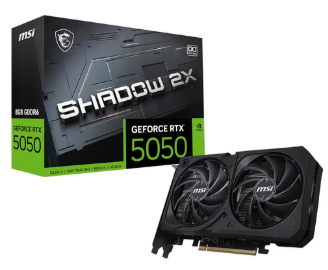 MSI GeForce RTX 5050 8G SHADOW 2X OC Graphics Card - RTX 5050 GPU, 8GB GDDR6 (20Gbps/128-bit), PCIe 5.0 - DUAL-Fan Thermal Design (2 x TORX FAN 5.0) - HDMI 2.1b, DisplayPort 2.1b