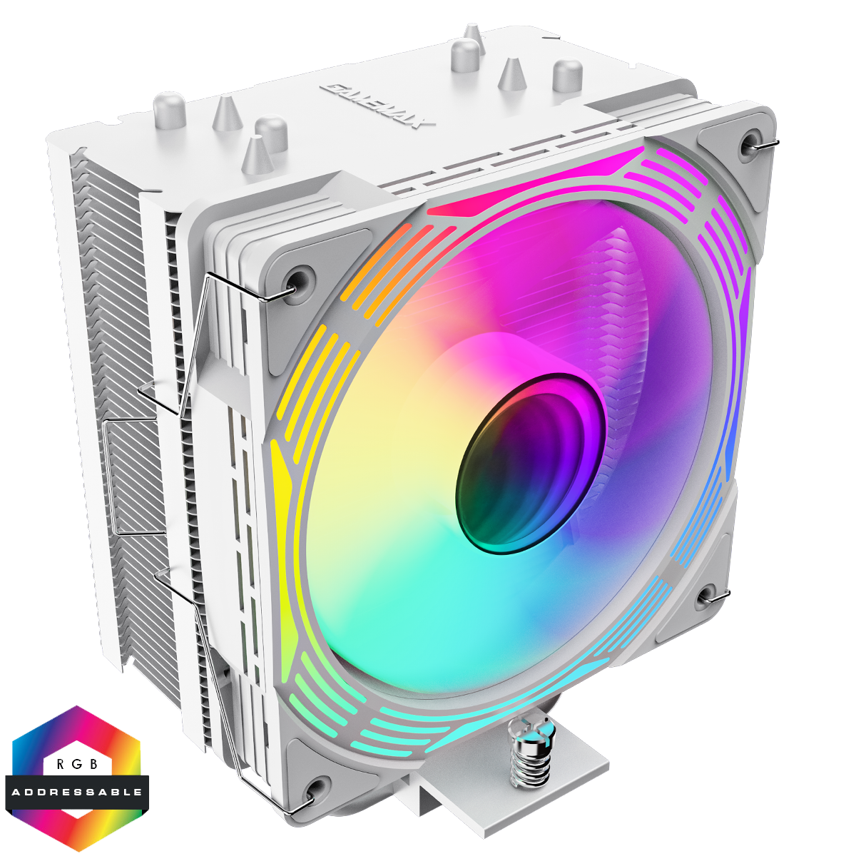 GameMax Ice Force White CPU Cooler With 120mm FN12A-C8I PWM ARGB Infinity Fan 4 x 6mm Heat Pipes TDP 200W