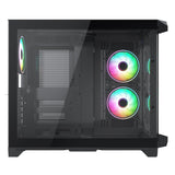 CIT Pro Android X Gaming Cube Black Case with 3 x 120mm Infinity ARGB Fans 1 x 6-Port Fan Hub Tempered Glass Front and Side Panels