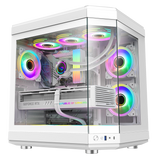 GameMax Hype White Mid-Tower ATX Gaming Case With Dual Chamber Panoramic Tempered Glass With 3 x 120mm GameMax Infinity ARGB Fans Inc.