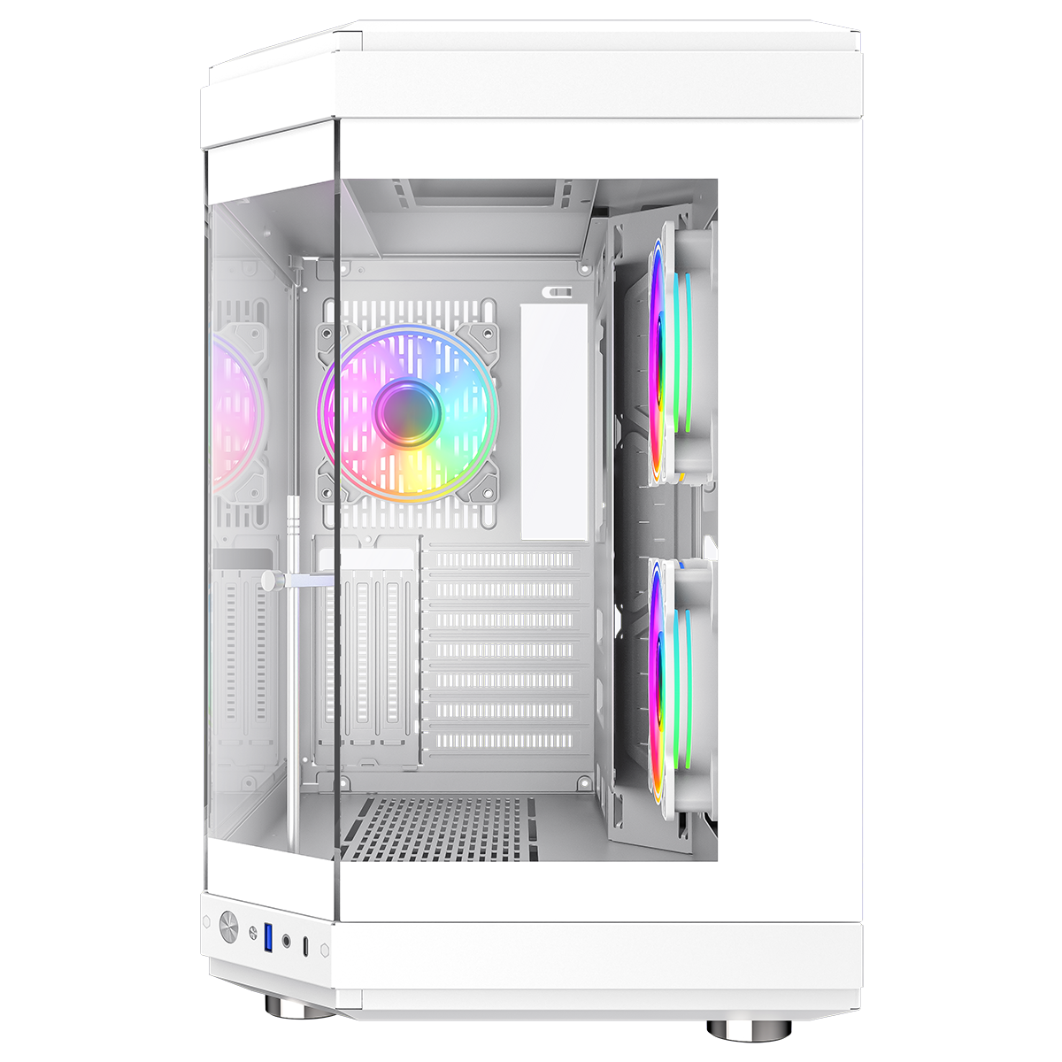 GameMax Hype White Mid-Tower ATX Gaming Case With Dual Chamber Panoramic Tempered Glass With 3 x 120mm GameMax Infinity ARGB Fans Inc.