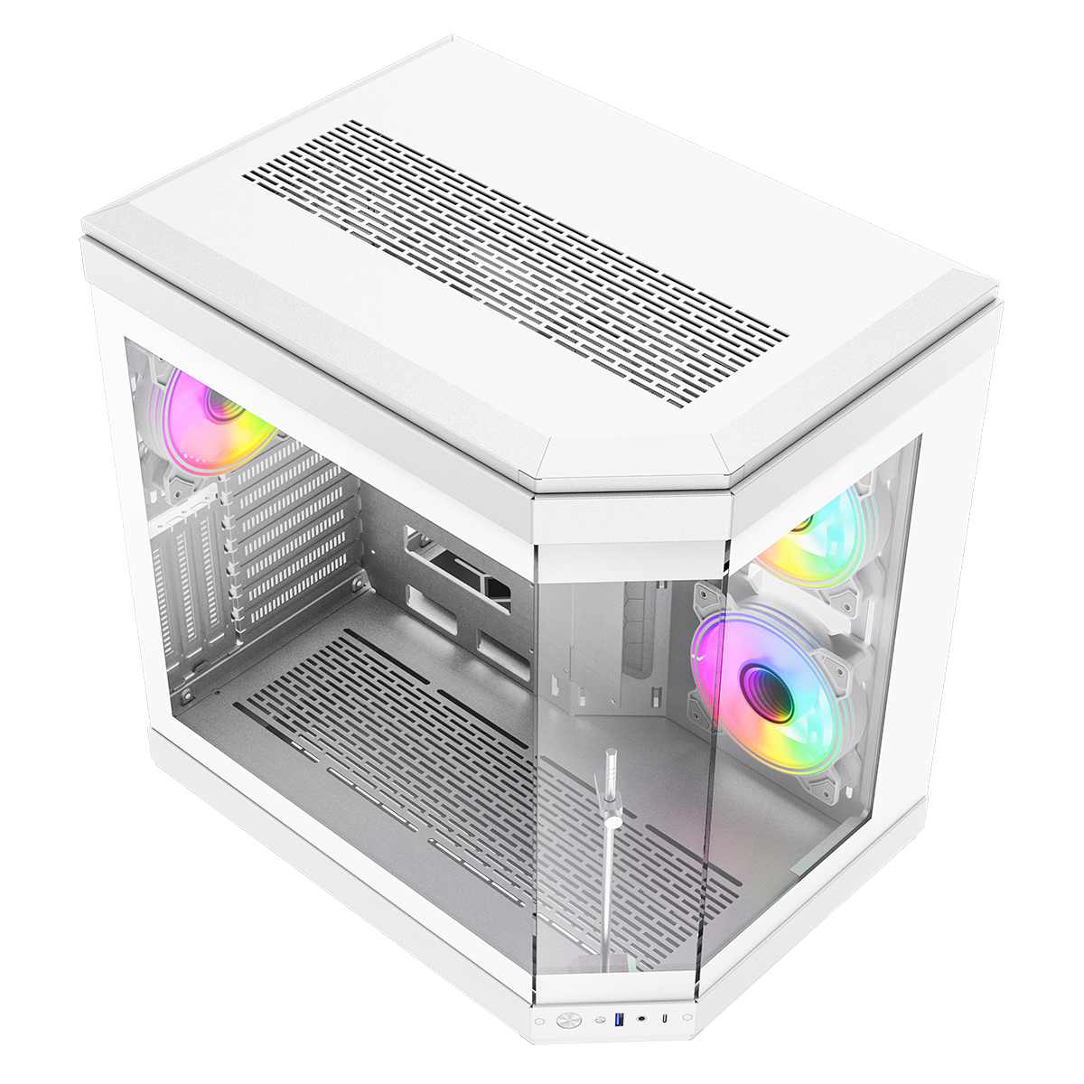 GameMax Hype White Mid-Tower ATX Gaming Case With Dual Chamber Panoramic Tempered Glass With 3 x 120mm GameMax Infinity ARGB Fans Inc.