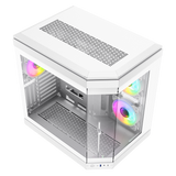 GameMax Hype White Mid-Tower ATX Gaming Case With Dual Chamber Panoramic Tempered Glass With 3 x 120mm GameMax Infinity ARGB Fans Inc.