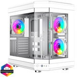 GameMax Hype White Mid-Tower ATX Gaming Case With Dual Chamber Panoramic Tempered Glass With 3 x 120mm GameMax Infinity ARGB Fans Inc.