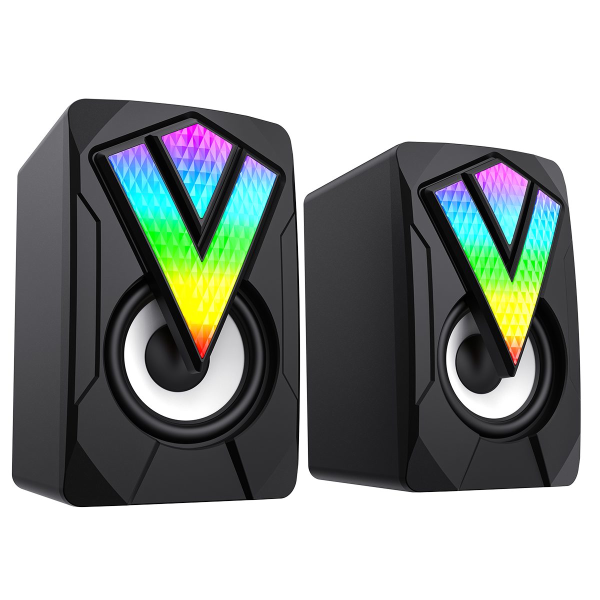 SR01 RGB Wired PC Gaming Speakers With USB2.0 Power and AUX 3.5mm Cable