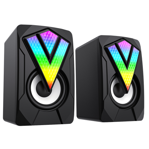 SR01 RGB Wired PC Gaming Speakers With USB2.0 Power and AUX 3.5mm Cable