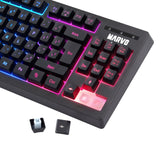 Marvo Scorpion K607 Gaming Keyboard, Multimedia, USB 2.0, Full Anti-ghosting, Ergonomic Compact Design with TKL Layout, 3 Colour LED backlit with Adjustable Brightness, Black