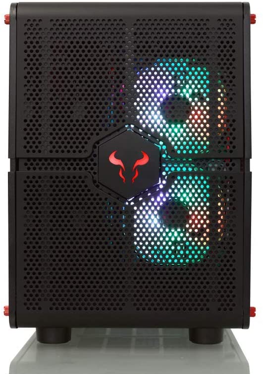 Riotoro GPX100 Morpheus Convertible Mini-to-Mid Tower Case, < EATX MB, Perforated Mesh, Red LED Fans, USB-C, Dual Chamber, Tool-less