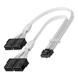 Fasgear PCI-e 5.0 Extension Cable,16Pin(12+4) Male to PCI-E 5.0 4x8(6+2) Pin Female Sleeved Extension Cable, 40cm 12VHPWR Cable Compatible for GPU GeForce RTX 3090Ti & RTX 4080 4090 4070ti (16AWG/White)