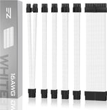 EZDIY-FAB Sleeved Cable - Cable Extension for Power Supply with Extra-Sleeved 24-PIN 8-PIN 6-PIN 4+4-PIN with Combs- White