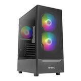 Antec NX410 Gaming Case w/ Glass Window, ATX, 3 x ARGB Fans, LED Control Button, Mesh Front, Black