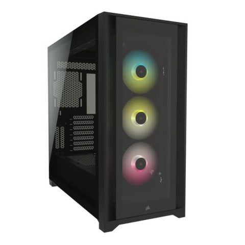 Corsair iCUE 5000X RGB Gaming Case with 4x Tempered Glass Panels, E-ATX, 3 x AirGuide RGB Fans, Lighting Node CORE included, USB-C, Black