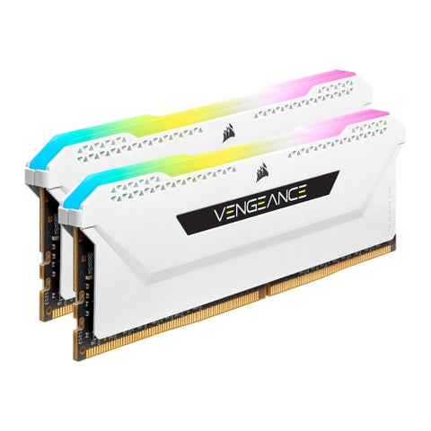 Corsair Vengeance RGB Pro SL 16GB Memory Kit (2 x 8GB), DDR4, 3200MHz (PC4-25600), CL16, XMP 2.0, White